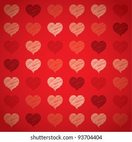 Seamless colorful red hearts pattern, Valentine’s day concept, vector illustration