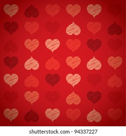 Seamless colorful red hearts pattern, Valentine’s day concept, vector illustration