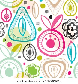 seamless colorful retro organic shape background pattern in vector