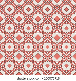 Seamless colorful retro pattern background in red and beige colors, vector illustration