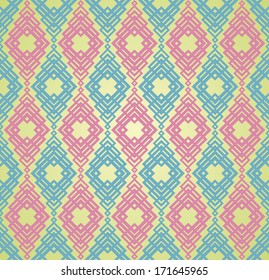 Seamless Colorful Retro Pattern Background, Vector Illustration