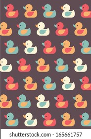 seamless colorful retro rubber ducky vector/illustration