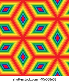 Seamless Colorful Rhombus Pattern. Iridescent Polygonal Geometric Abstract Background. Suitable for textile, fabric, packaging and web design. Vector Illustration.