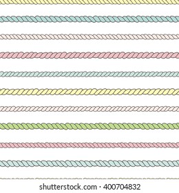 Seamless colorful rope pattern. Hand drawn Vector texture. Vector illustration