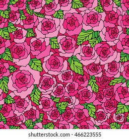 Seamless colorful roses pattern background image