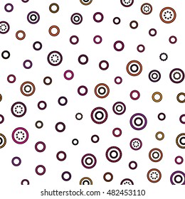 Seamless colorful round ornament pattern with white background. Vector repeating texture. Perfect for printing on paper or fabric.