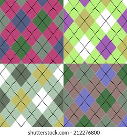 Seamless colorful Scottish pattern in four different colors
