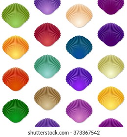 Seamless colorful seashell template background. Vector illustration for your design