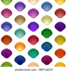 Seamless colorful seashell template background. Vector illustration for your design