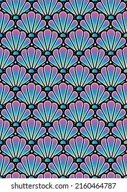 seamless colorful seashells vector pattern