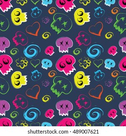 seamless colorful skull background