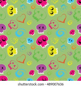 seamless colorful skull background