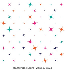 Seamless Colorful Sparkling Star Pattern – Decorative Festival and Celebration Vector Background