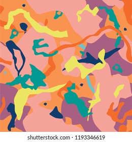 Seamless colorful Spot Background. Abstract Background in Impressionism Style. Camouflage pattern background. 