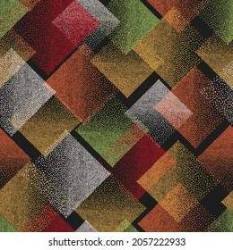 Seamless colorful squares pattern. Abstract vector hand drawn background.