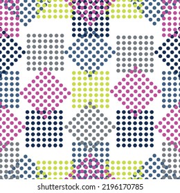 Seamless colorful squares pattern.  Abstract grunge square geometric shapes. 