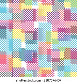 Seamless colorful squares pattern.  Artwork in geometric modern style.