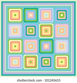 Seamless colorful squares pattern in a frame, vector illustration