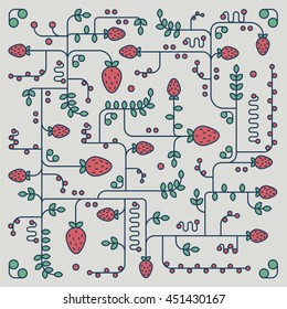 seamless colorful strawberry pattern. vector illustration