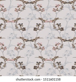 Seamless colorful stylized pattern with flowers.The design is perfectly suitable for clothes design, children s decoration, wallpaper and backgrounds.