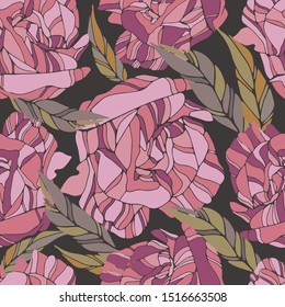 Seamless colorful stylized pattern with flowers mallow.The design is perfectly suitable for clothes design, production of textiles, wallpaper and wrapping paper, backgrounds.