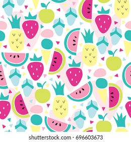 seamless colorful summer fruits pattern vector illustration