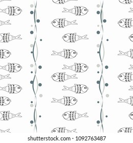 Seamless colorful summer pattern of marine  life. Vector