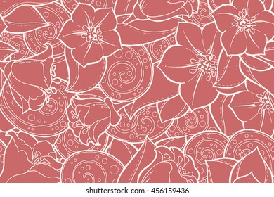 Seamless colorful summer pattern with stylized flowers. Ornate zentangle seamless texture, pattern with abstract flowers. Floral pattern can be used for wallpaper, pattern fills, web page background.