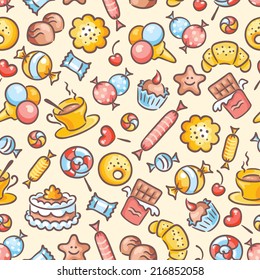 Seamless colorful sweets pattern