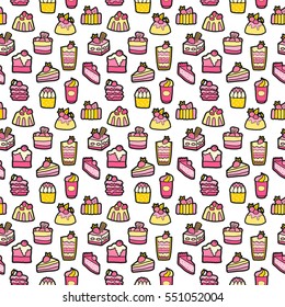 Seamless colorful sweets vector background. Vector illustration isolated on white background.