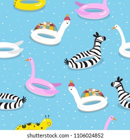 Seamless colorful swim ring pattern background vector