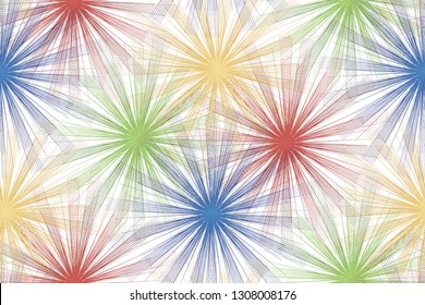 Seamless colorful swirl lines pattern on white background. spotlights vector illustration