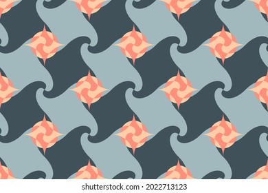 Seamless colorful swirl textile print block. Common allover geometric motif, classy pattern background. Casual color plaid design. Abstract minimalist geometrical grid ornament graphic style