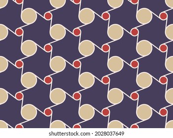 Seamless colorful swirl textile print block. Common allover geometric motif, classy pattern background. Casual color plaid design. Abstract minimalist geometrical hex grid ornament graphic style