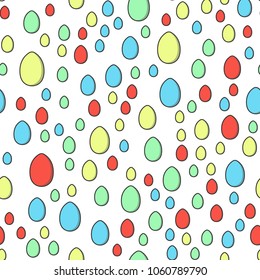 Seamless colorful texture pattern wiith red, blue, green and yellow eggs.