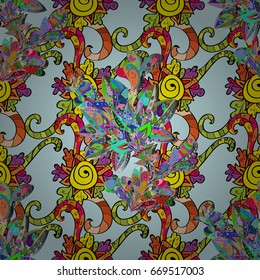 Seamless colorful textured curls. Colorful elements in oriental style arabesques. Vector colorful seamless pattern. Seamless pattern on colorfil background.