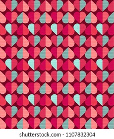 Seamless colorful textured vector pattern with hearts. 