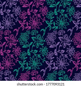 Seamless colorful tribal floral pattern design