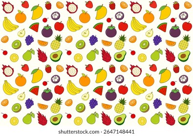 Seamless Colorful Tropical Fruit Pattern