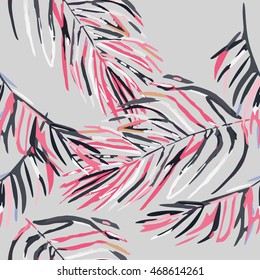 Seamless colorful tropical leaves only pattern with diverse exotic plants