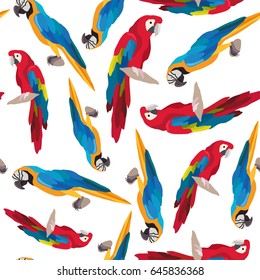 Seamless colorful tropical pattern with parrot bird. Can be used for textile, website background, book cover, packaging.