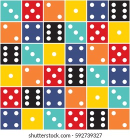 Seamless colorful various positions dice pattern.