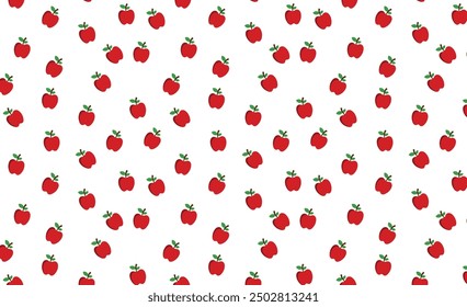 Fondo de manzana de Vector colorido sin fisuras - patrón de rebanadas de manzana roja, diseño de frutas tropicales, textura sin fin para envolver, Fondo de pantalla y proyectos de diseño