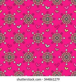 Seamless colorful vector background with decorative flowers
