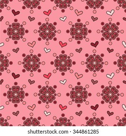 Seamless colorful vector background with decorative flowers