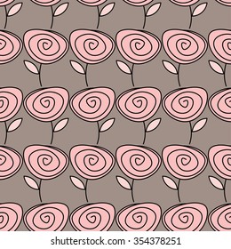 Seamless colorful vector background with decorative flowers