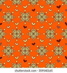 Seamless colorful vector background with decorative flowers