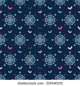 Seamless colorful vector background with decorative flowers