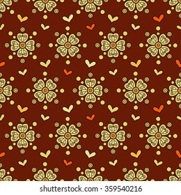 Seamless colorful vector background with decorative flowers