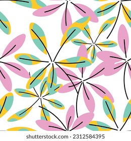 Seamless colorful vector floral pattern. Tropical leaves.